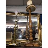 BRASS TABLE LAMP AND ONE OTHER