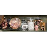 SHELF CONTAINING LIMITED EDITION RELIGIOUS AND THE LAST SUPPER PLATES, MIRRORED PHOTOGRAPH FRAMES,