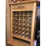 OAK WINE RACK CUPBOARD WITH DRAWER