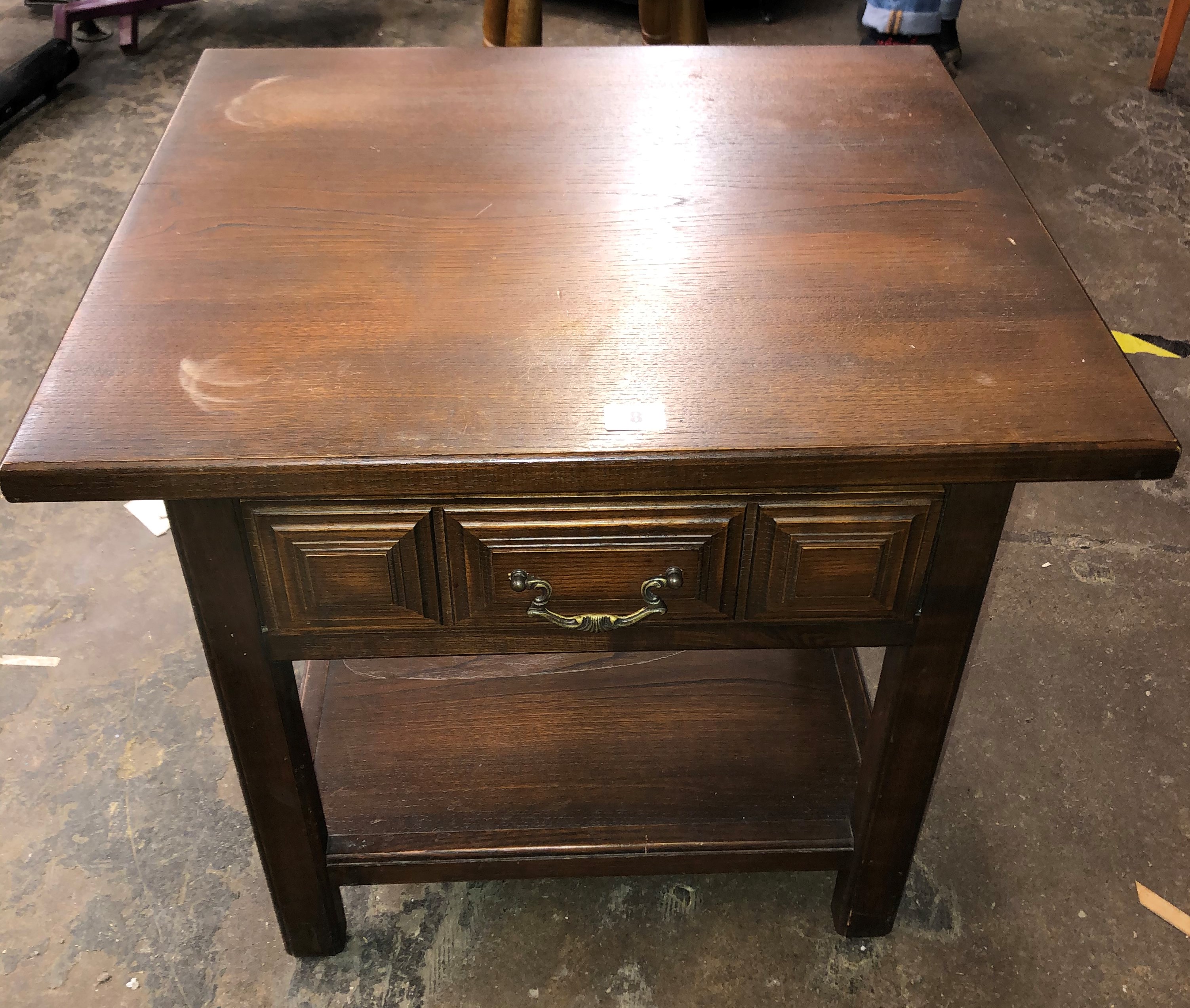 YOUNGER DARK WOOD LAMP TABLE WITH DRAWER