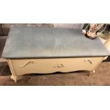 FRENCH STYLE CREAM PAINTED UPHOLSTERED BLANKET BOX