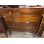 EDWARDIAN MAHOGANY CHEQUER STRUNG INLAID TWO OVER THREE DRAWER CHEST