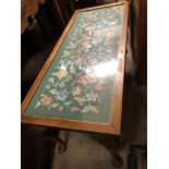 NEEDLEPOINT GLAZED OBLONG TOPPED COFFEE TABLE