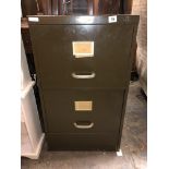 VINTAGE GREEN ENAMEL TWO DRAWER FILING CABINET