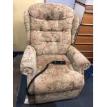 OATMEAL PATTERNED FABRIC ELECTRIC RECLINING ARMCHAIR