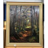 JAMES KESSELL OIL ON BOARD 'AVENUE OF TREES AT KENILWORTH CASTLE', SIGNED AND DATED '68,