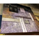 TWO MODERN MAUVE AND LILAC ABSTRACT CANVASES