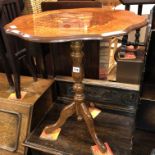 REPRODUCTION ITALIAN MARQUETRY TOPPED TRIPOD TABLE