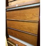 TEAK THREE DRAWER CHEST (HEIGHT= 63CM, DEPTH= 43CM,