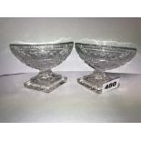 PAIR OF REGENCY GLASS BOAT SHAPED TABLE PEDESTAL SLATS