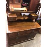 EDWARDIAN MAHOGANY TWO OVER TWO DRAWER DRESSING TABLE WITH CARVED PEDIMENT