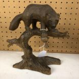 SWISS/BAVARIAN CHIP CARVED BEAR ON A BRANCH FIGURE GROUP