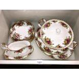 ROYAL ALBERT OLD COUNTRY ROSES DINNER PLATES, TUREEN AND COVER,