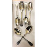 THREE PAIRS OF LONDON SILVER SPOONS 13.