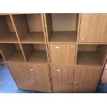 FOUR LIGHT OAK EFFECT PIGEON HOLE CUPBOARD UNITS