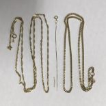 9CT GOLD TWIST LINK CHAIN A/F AND A 9CT FLAT CURB LINK CHAIN AND A SMALL PIECE OF TRACE CHAIN 7G