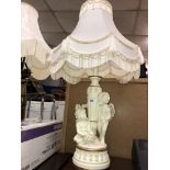 GILT AND CREAM TWIN CHERUB TABLE LAMP