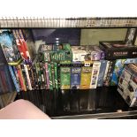 BOTTOM SHELF OF BOX SETS OF DVDS, WORLDS GREATEST RAILWAYS JOURNEYS AND TRAIN RELATED,