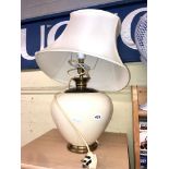 CREAM CRACKLE GLAZE TABLE LAMP AND SHADE