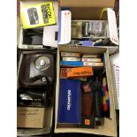 RICOH FA CAMERA, BATTERY CHARGER AND PACK, VINTAGE CIMA D8 CAMERA AND EXTRA LENSES,