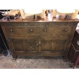 CARVED OAK PANELLED DOOR SIDEBOARD