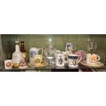 SHELF OF ROYAL COMMEMORATIVE MUGS, GOBLETS,