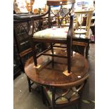 SUPERB QUALITY FLAME MAHOGANY CIRCULAR PEDESTAL DINING TABLE AND FOUR REGENCY STYLE DINING CHAIRS