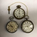 925 SILVER CASED POCKET WATCH AND KEY,