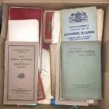 BOX OF VINTAGE ORDNANCE SURVEY MAPS OF THE BRITISH ISLES AND FOOTPATH AND RAMBLE WALKS