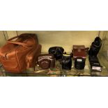 PENTAX 35MM CAMERA, TWO PENTAX LENSES AND FLASH, ALONG WITH VINTAGE ZEISS IKON VEST CAMERA,