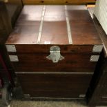 MAHOGANY METAL BANDED SQUARE STORAGE BOX