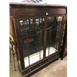 EDWARDIAN MAHOGANY INLAID ASTRAGAL GLAZED CABINET (LEGS REDUCED)