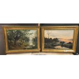 PAIR OF OILS ON CANVAS OF LANDSCAPES IN GILDED FRAMES