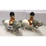 BESWICK, NORMAN THELWELL 1981 SHETLAND PONY FIGURES WITH LEARNER RIDERS,