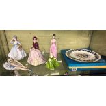 COALPORT BONE CHINA MARY, VICTORIA, LADIES OF CHRISTMAS, HYDE PARK AND A SEATED BALLERINA,