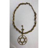 9CT GOLD STAR OF DAVID DISC PENDANT,