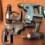 BOSCH AND MAKITA CORDLESS POWER DRILLS (NO BATTERY PACKS) A/F AND BREAKER DRILL