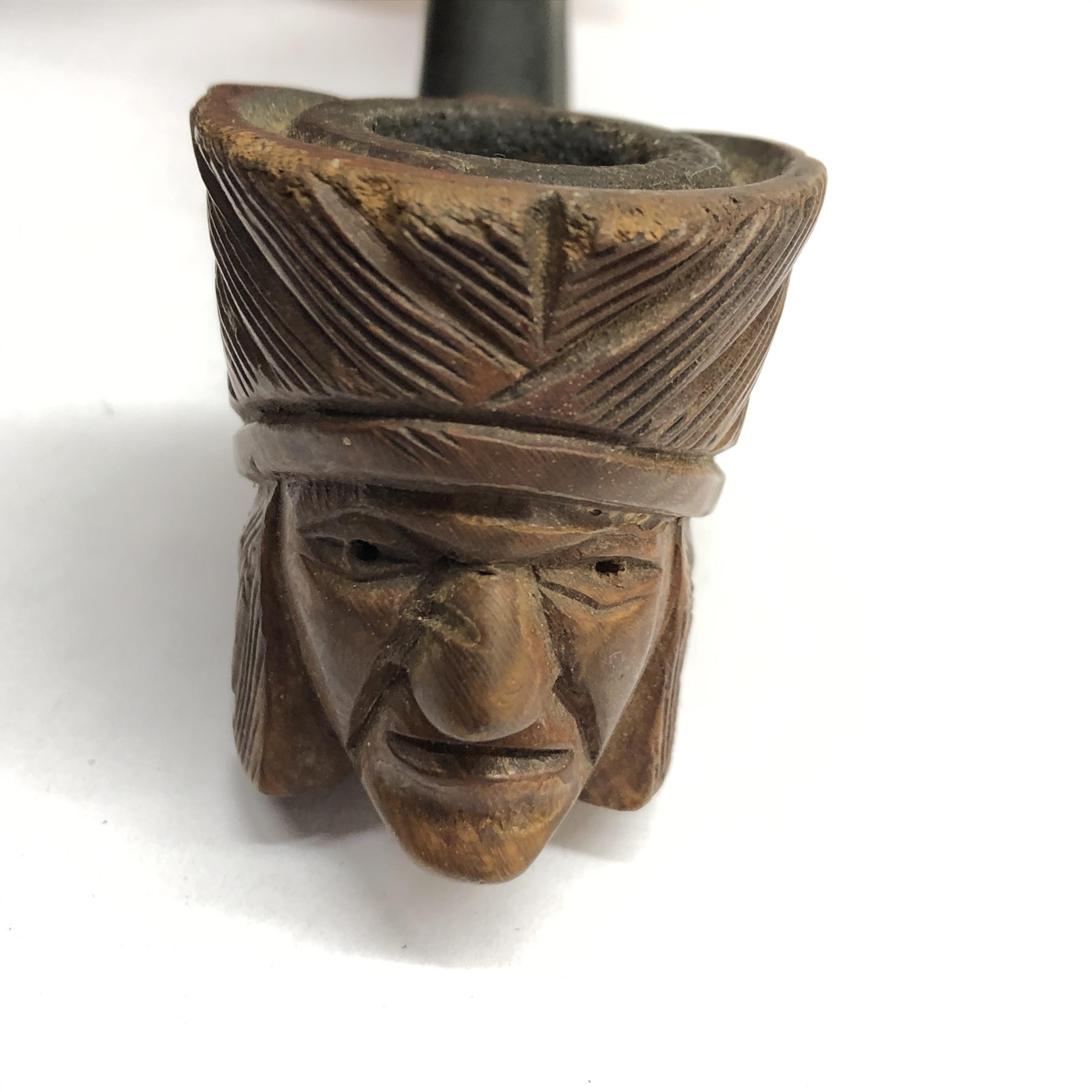 CARVED INDIAN CHIEF HEAD BOWL PIPE - Image 4 of 4