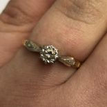 YELLOW GOLD AND DIAMOND SOLITAIRE RING SIZE N 2.