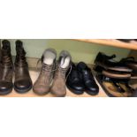 SHELF CONTAINING PAIR OF AS NEW BLOWFISH FLEECE BOOTS, PAIR OF FLY LONDON TRIPLE BUCKLE BOOTS,