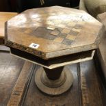 VICTORIAN WALNUT OCTAGONAL INLAID TOPPED NEEDLEWORK BOX (REDUCED IN HEIGHT)