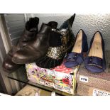 PAIR OF ROD SHIRLEY GLITTER COURT SHOES AND PAIR OF IRREGULAR CHOICE MUTINY MEOW ANKLE BOOTS