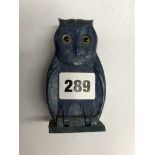 BLUE BAKELITE BOURJOIS LONDON AND PARIS OWL SCENT BOTTLE HOLDER