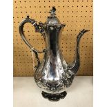 VICTORIAN SHEFFIELD SILVER COFFEE POT BY ROBERTS & BELK 1860 32.