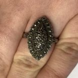 SILVER MARCASITE MARQUISE DRESS RING SIZE L