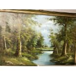 OIL ON CANVAS OF A LANDSCAPE IN GILT FRAME