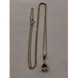 9CT GOLD CITRINE PENDANT ON TRACE CHAIN