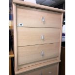 PAIR OF BEECH EFFECT THREE DRAWER CHESTS