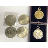 SILVER GILT CASED ASTON MANOR ATTENDANCE MEDALLION,