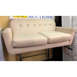 CONTEMPORARY CREAM FABRIC SOFA ON SPLAYED LEGS